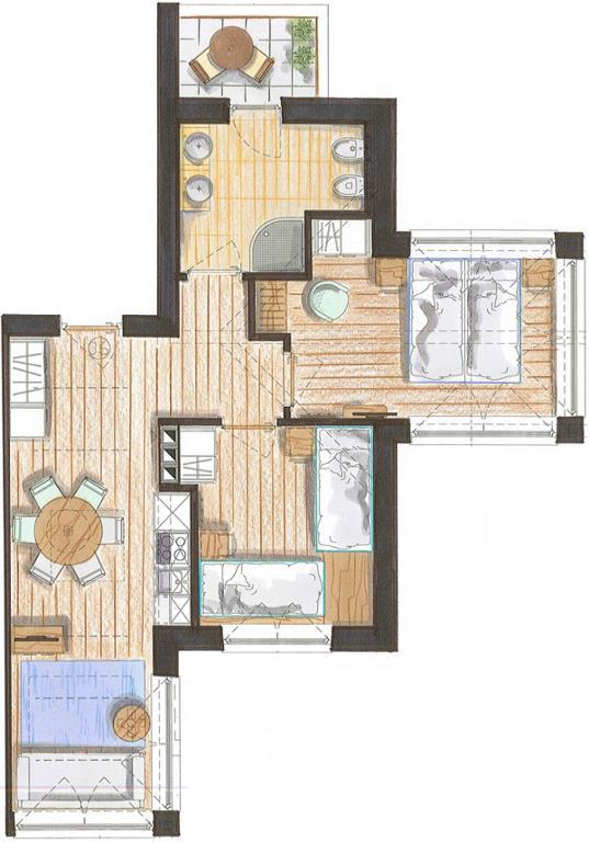 Color Home Suite Apartments Predazzo Szoba fotó
